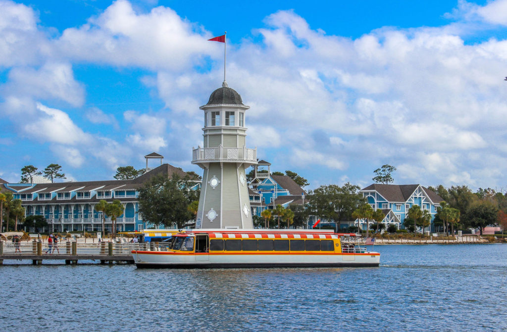 Disney DVC Beach Club Villas view of lighthouse with transportation boat