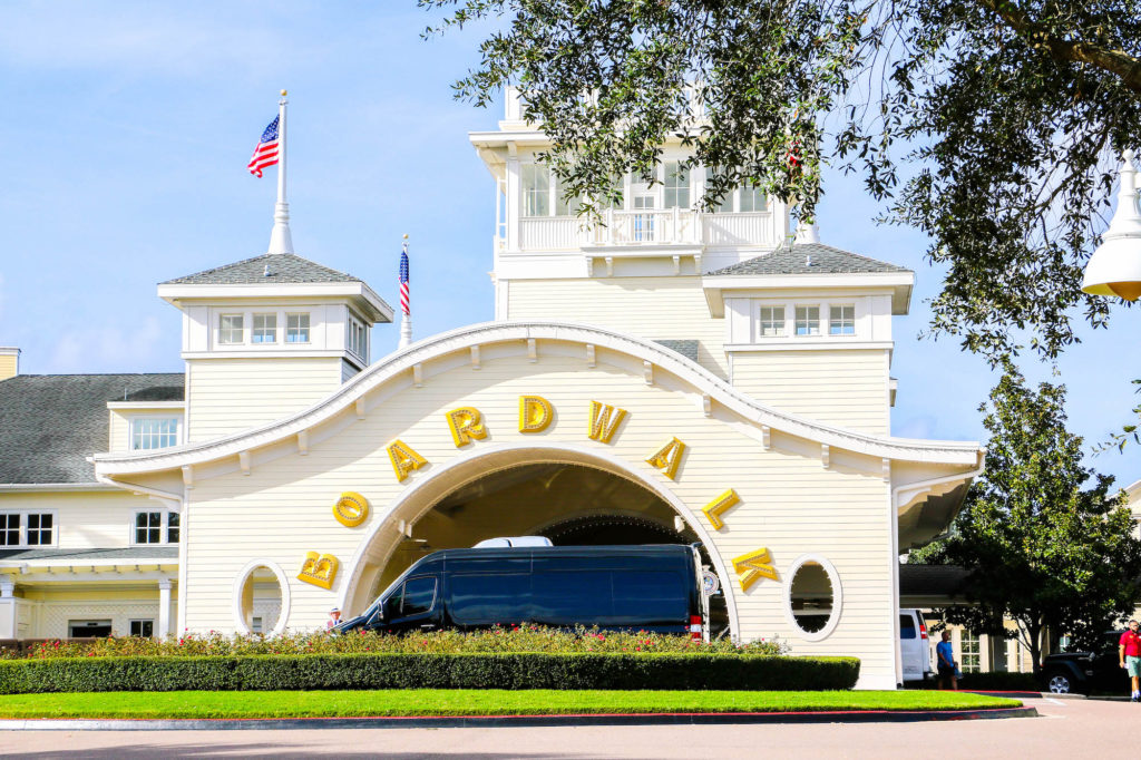 Disney DVC Boardwalk Villas main entrance and driveway