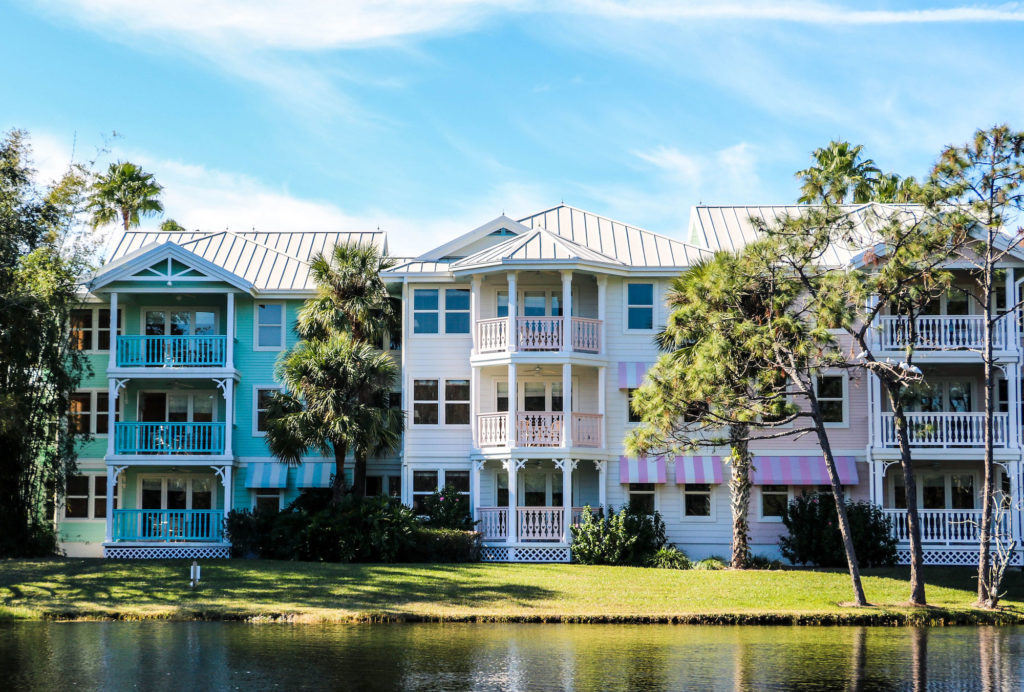 Disney DVC Old Key West view of buildings from lake