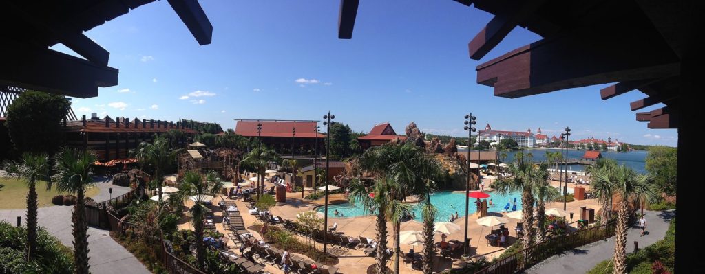 Disney DVC Polynesian pool and resort view from balcony