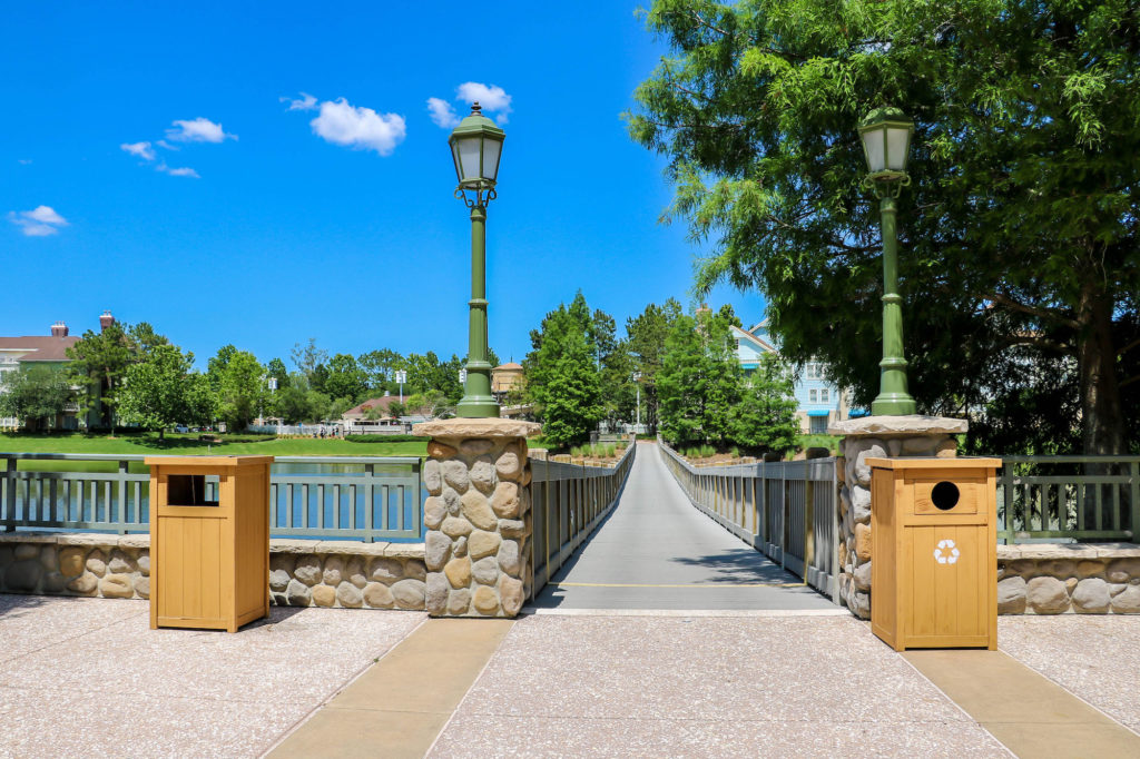 Disney DVC Saratoga Springs resort grounds bridge over lake