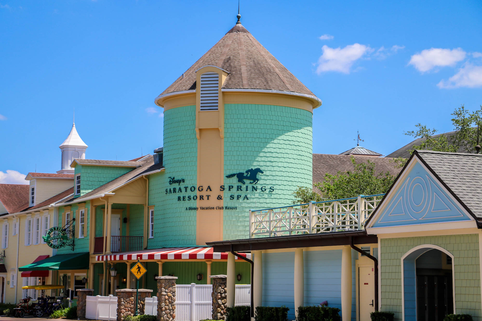 Disney DVC Saratoga Springs building exterior and bike rentals